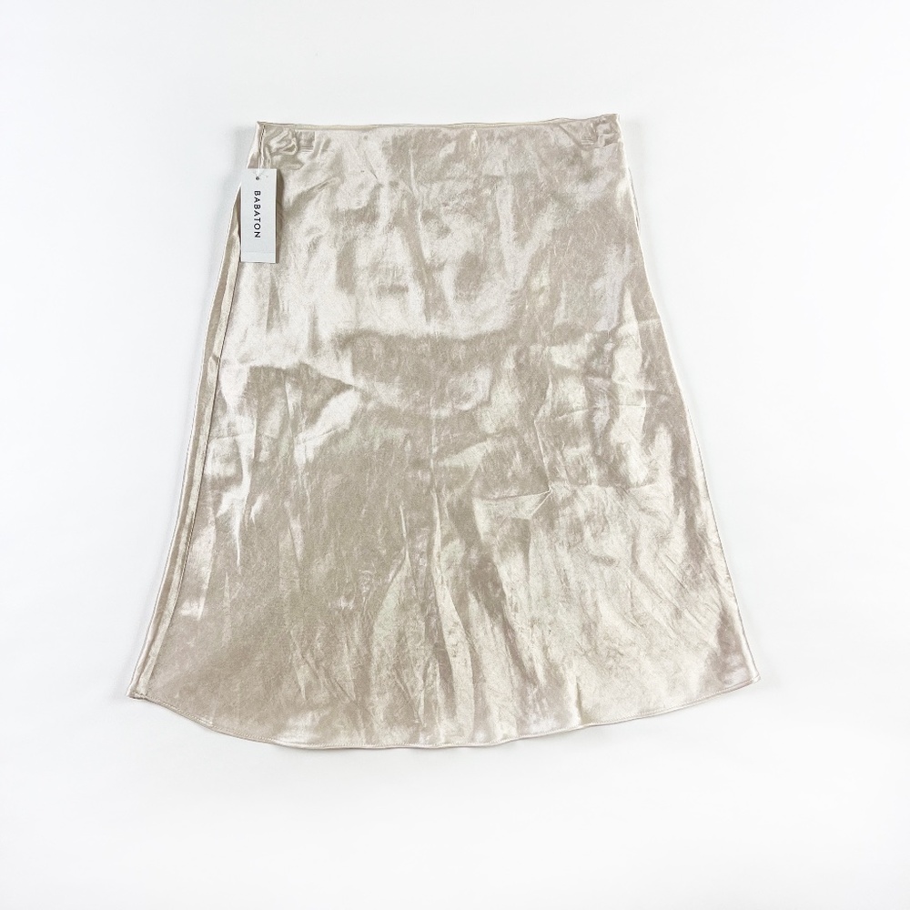 NEW Babaton Aritzia Satin Slip Pull On Mini Straight Skirt Denude 0